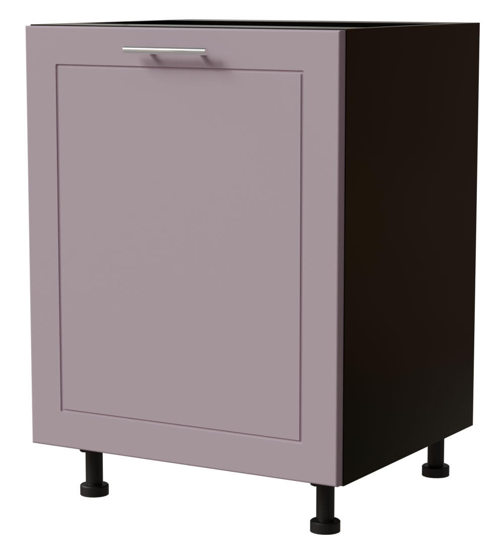 UNTERSCHRANK Bari D1D/60 Schwarz / RAL 4009 pastellviolett 60 / 50 / 82cm - Violett/Schwarz, Holz/Holzwerkstoff (60/82/50cm) - Feldmann-Wohnen