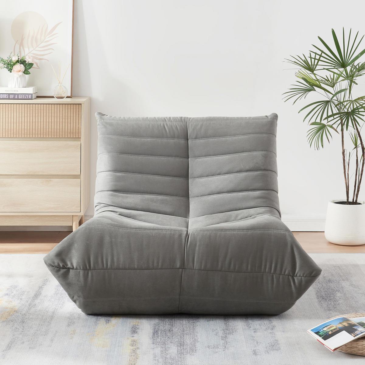 BODENSESSEL Kodsø - Grau, Textil (90/75/100cm) - [en.casa]