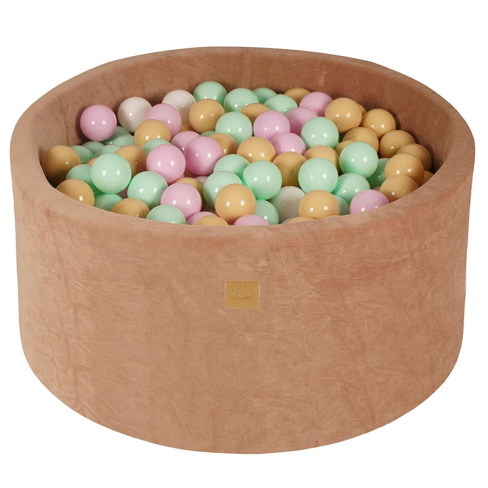 BÄLLEBAD für Kinder, Samt, Beige - Hellrosa/Beige, Textil (90/90/40cm) - MeowBaby