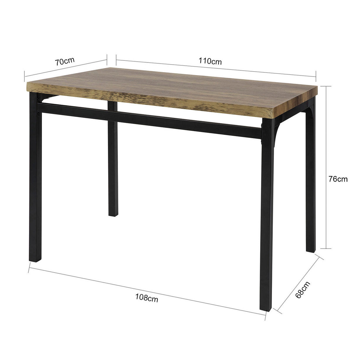 ESSTISCH + 4 x STÜHLE - Naturfarben, Holzwerkstoff/Metall (110/76/70cm) - SoBuy