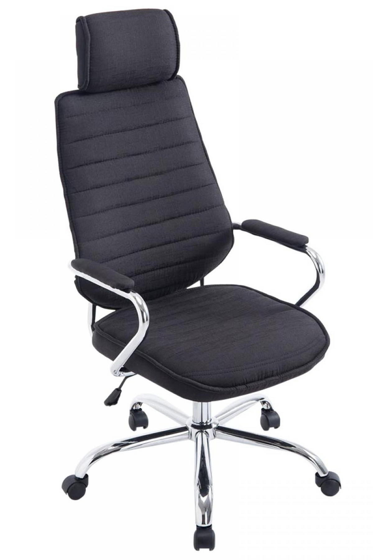CHEFSESSEL Stoff schwarz - Chromfarben/Schwarz, Textil/Metall (60/117/67cm) - CLP