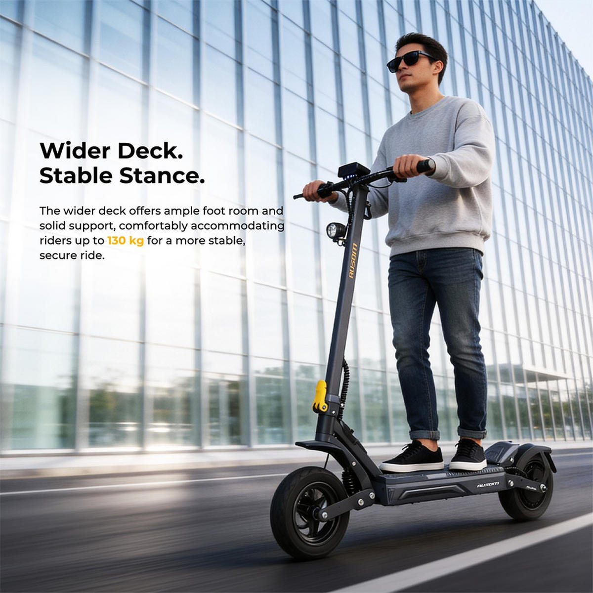 E-SCOOTER Ausom Gosoul 2 Pro 1400W Elektroroller 20km/h 90km Reichweite NFC Federung 10 Zoll Tubeless Reifen - Dunkelgrau, Metall (57cm) - Ausom