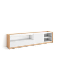 TV-SCHRANK, Lowboard, Weiß und Eiche Soft, 207/37/50cm - Weiß, Holzwerkstoff (207/50/37cm) - Skraut Home