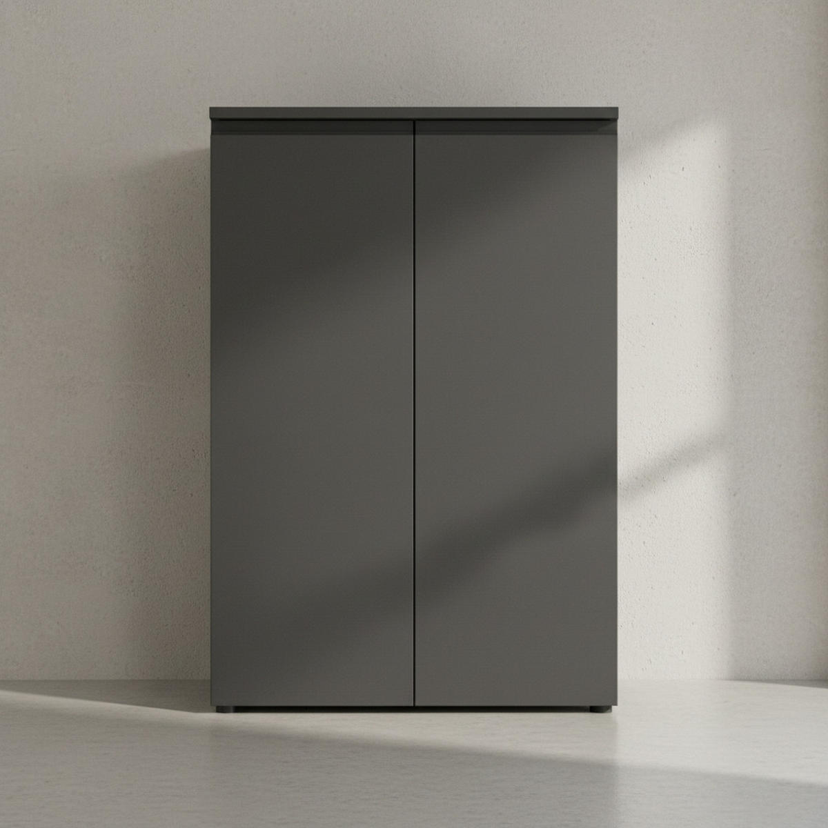 AKTENSCHRANK 2-türig Soft-Close, 3 Ordnerhöhen 81x120x40 cm Graphit - Schwarz, Holzwerkstoff (81/120/40cm) - KADIMA DESIGN