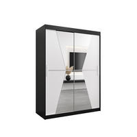 SCHWEBETÜRENSCHRANK 200/150/62 2-türig - Silberfarben/Schwarz, Holz/Kunststoff (150/200/62cm) - Abiks Möbel