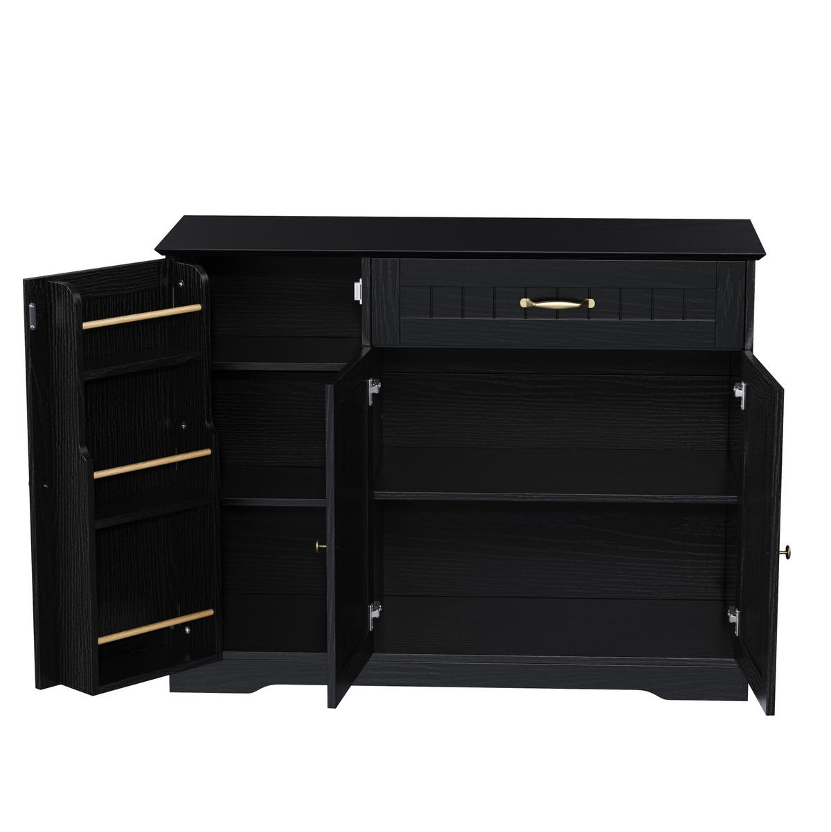 SIDEBOARD aus MDF 107x40x83 cm Schwarz mit 3 Türen, Schublade und verstellbaren Fächern - Schwarz, Holzwerkstoff (107/83.4/40cm) - IVMEU