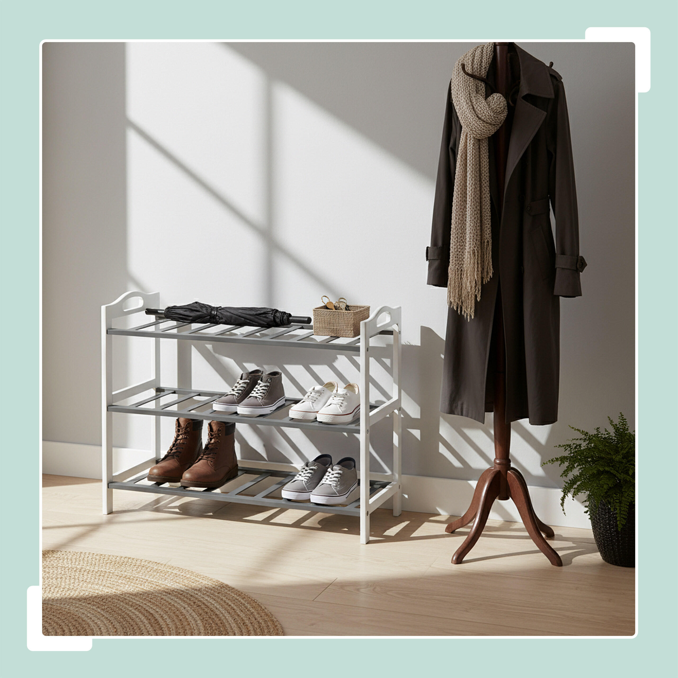 SCHUHREGAL - Grau, Holz (70/48/25cm) - Relaxdays