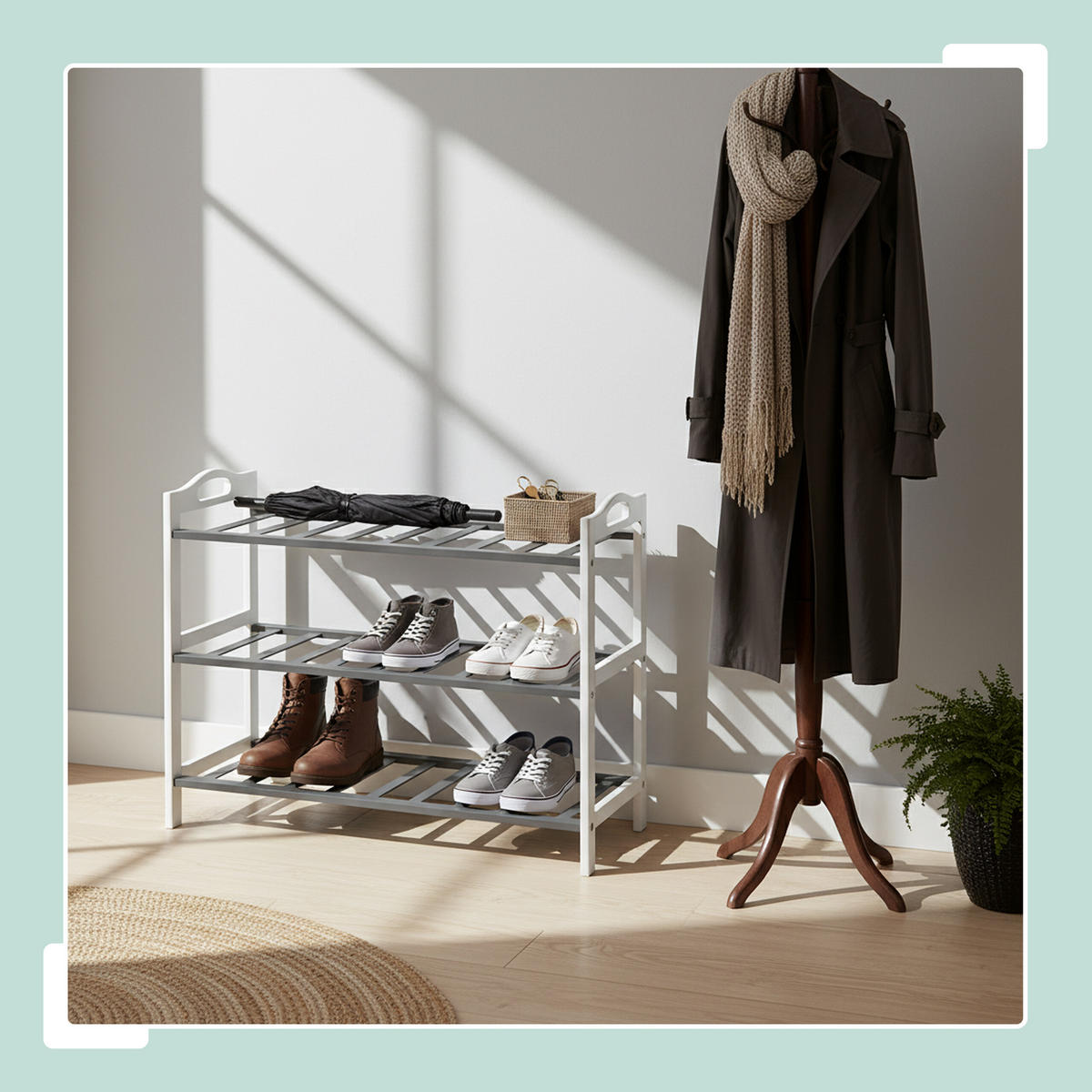 SCHUHREGAL - Grau, Holz (70/48/25cm) - Relaxdays