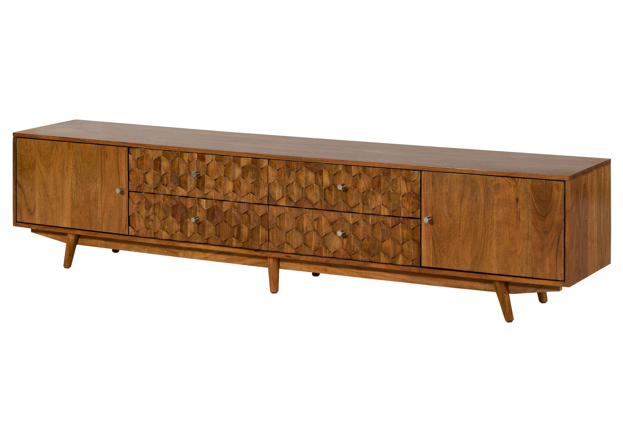 TV-BOARD Akazie 220x40x49 natur lackiert MOSAYK #120 - Braun, Holz (220/49/40cm) - Massivmoebel24