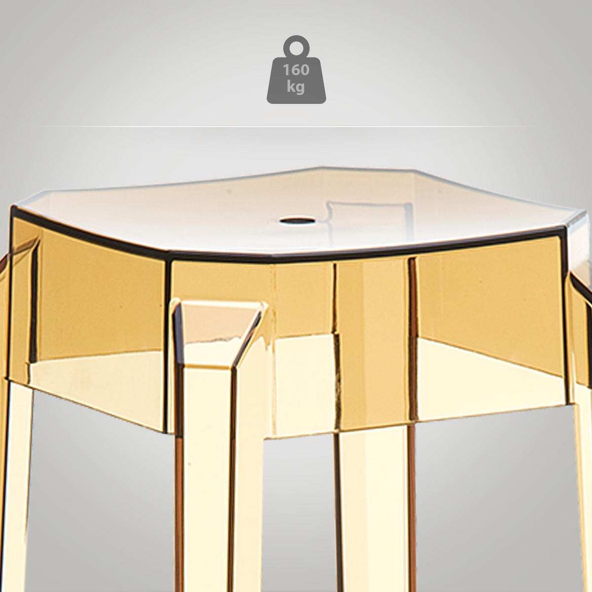 BARHOCKER 2er Set Kunststoff bernstein - Eukalyptusholzfarben/Bernsteinfarben, Kunststoff (36/75/36cm) - CLP