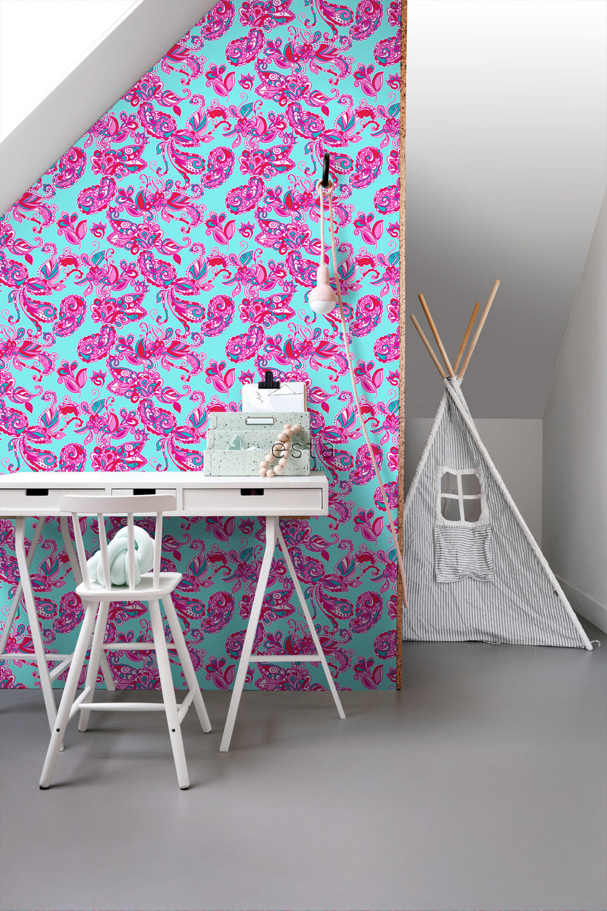 TAPETE funky Blumen und Paisleys 53 cm x 10.05 m - Pink, Papier (53/0.1cm) - ESTAhome