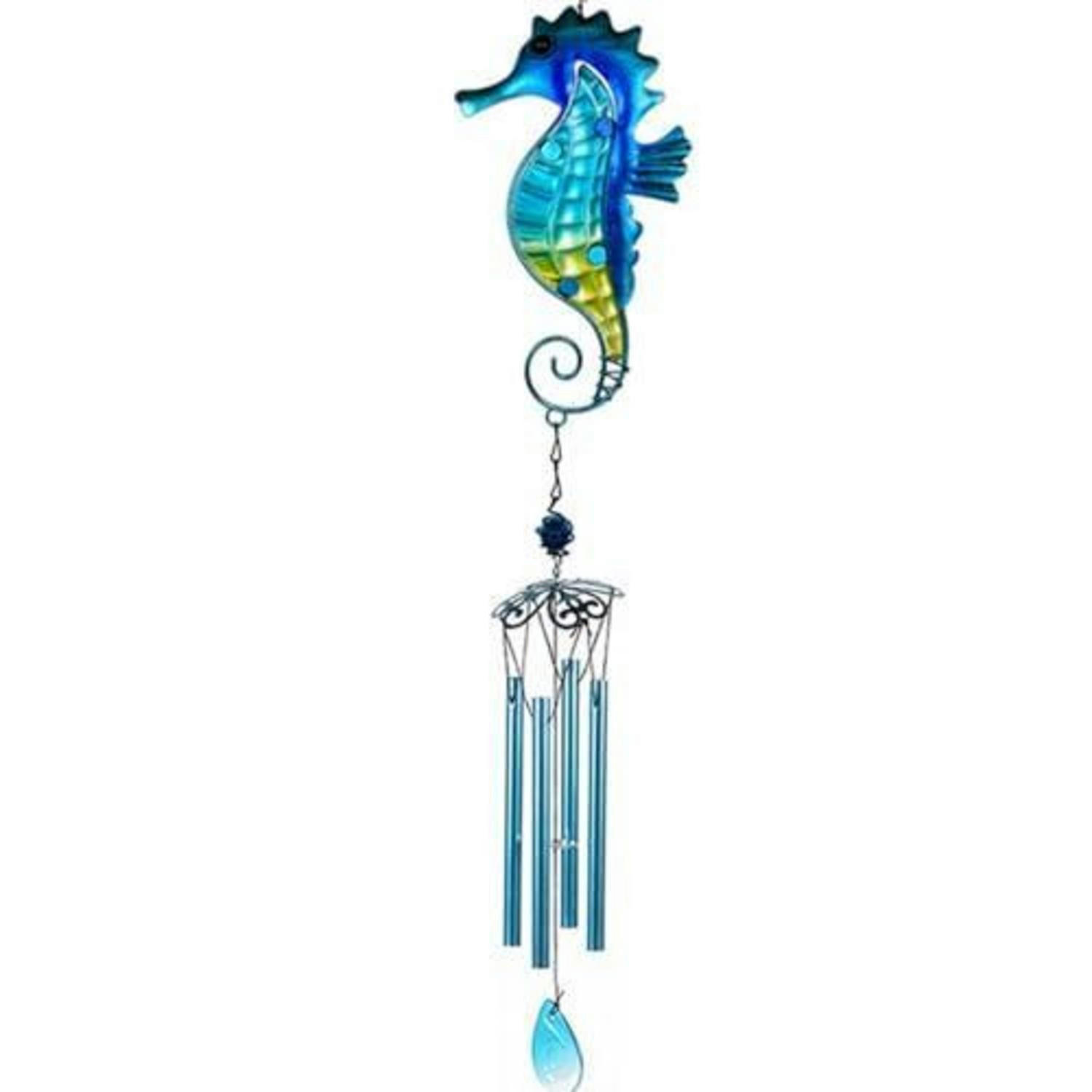 WINDSPIEL Seepferdchen Glas Blau 89 cm - Multicolor, Glas (85.5/11.5/3cm)