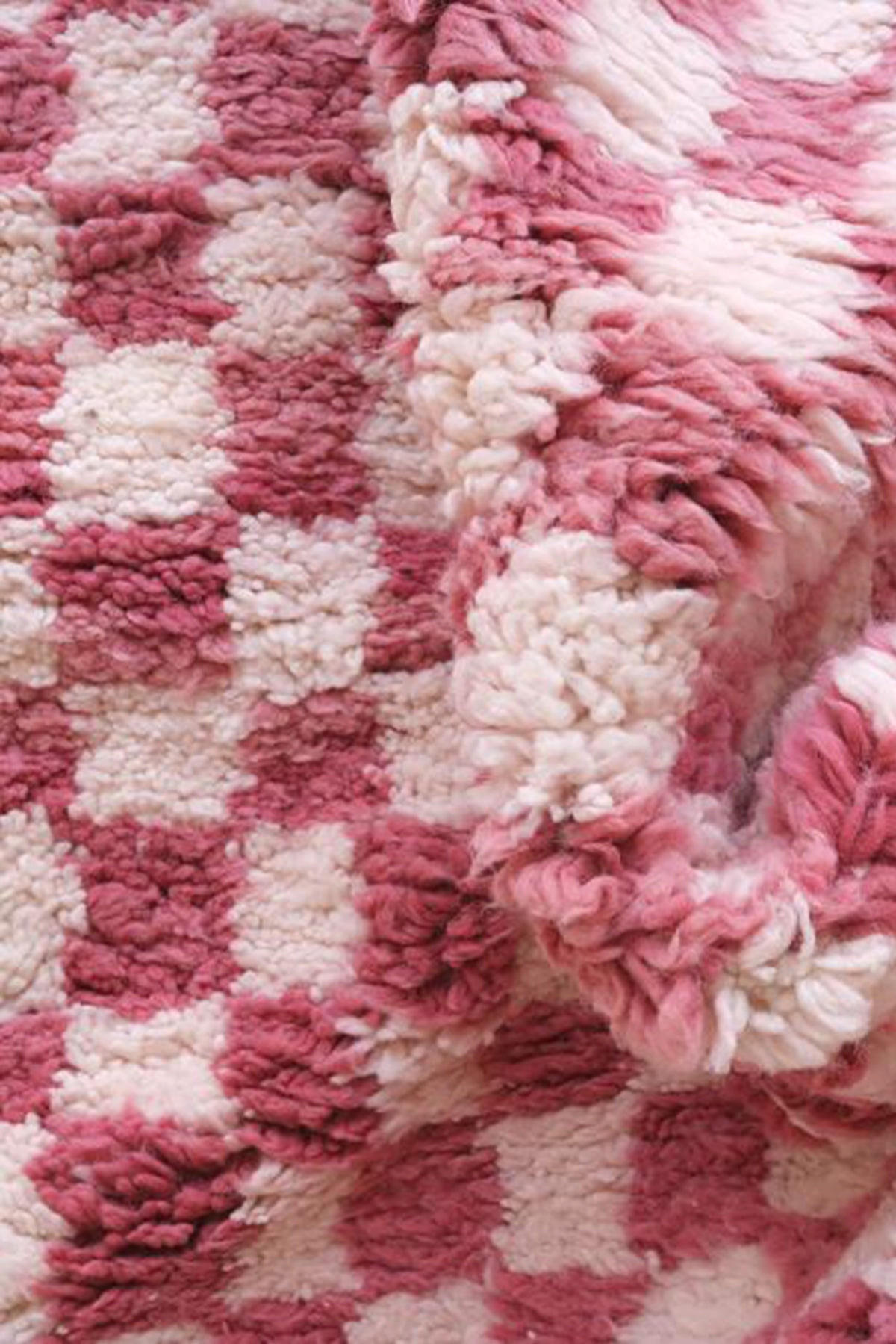 BERBERTEPPICH aus Marokko aus Wolle kariert rosa - Pink, Naturmaterialien (232/300cm) - AFK Living