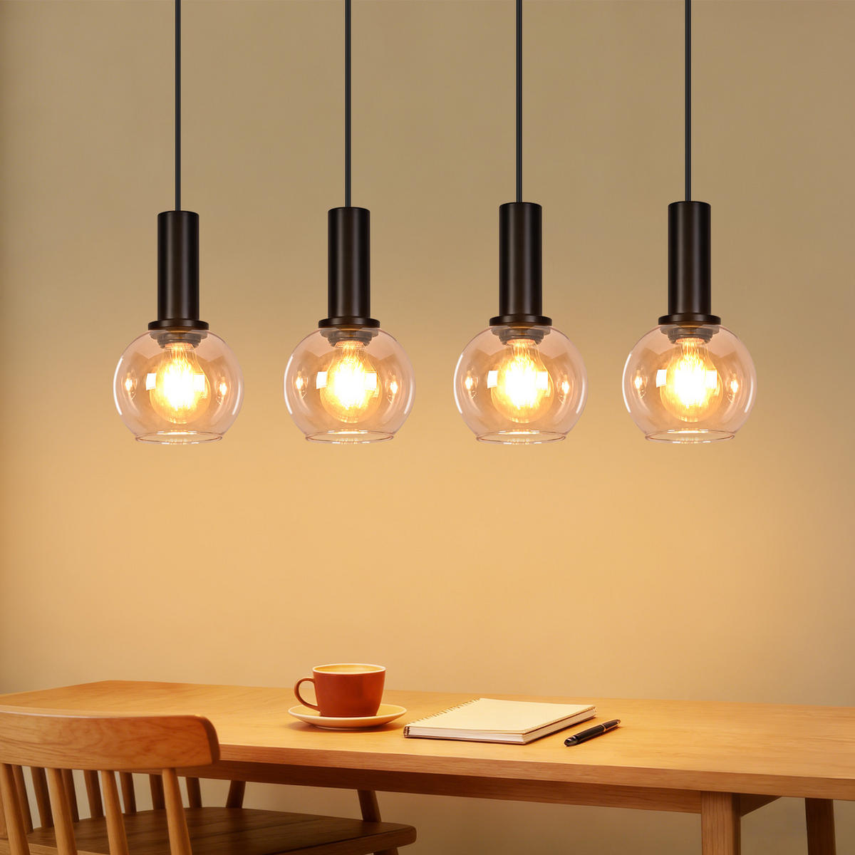 PENDELLEUCHTE Fenrik 55/13/145 cm - Schwarz, Glas/Metall (55/13/145cm) - ZMH