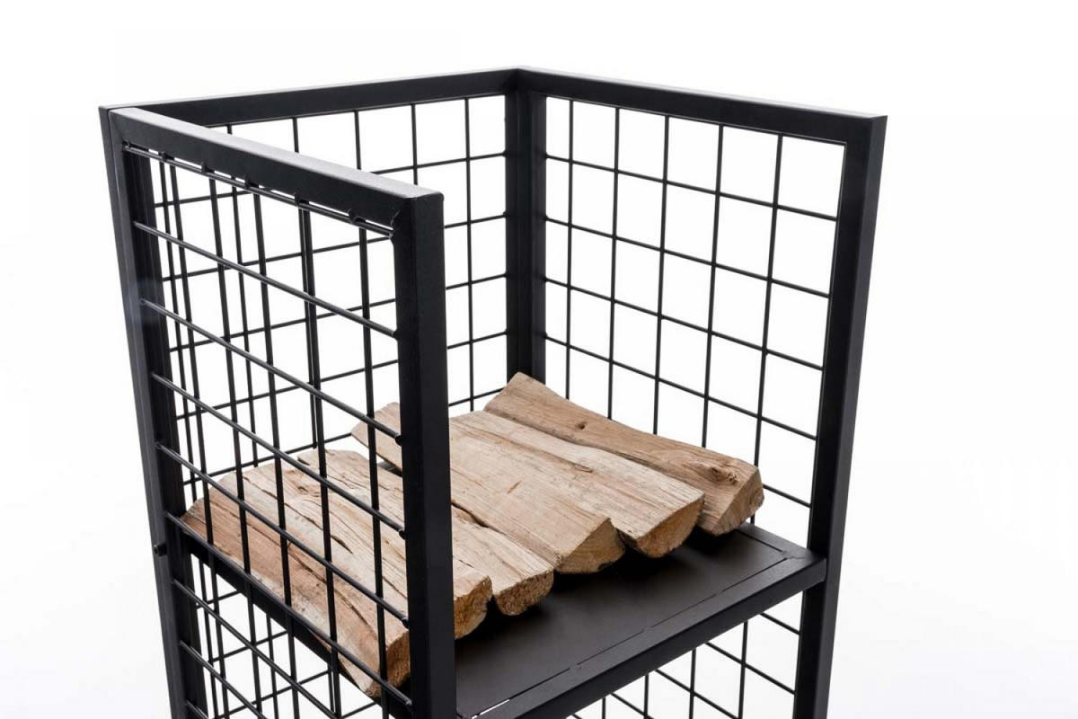 KAMINHOLZREGAL 40/40/120 cm Metall schwarz - Schwarz, Metall (40/120/40cm) - CLP