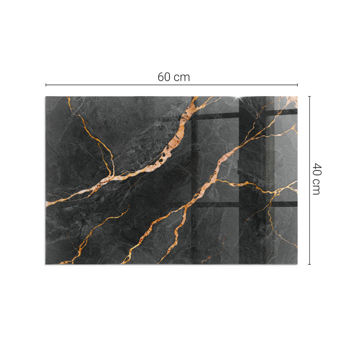 GLASPLATTE für Kamin 60x40 cm Schwarz - Schwarz, Glas (60/40/0.4cm) - ArtPrintCave