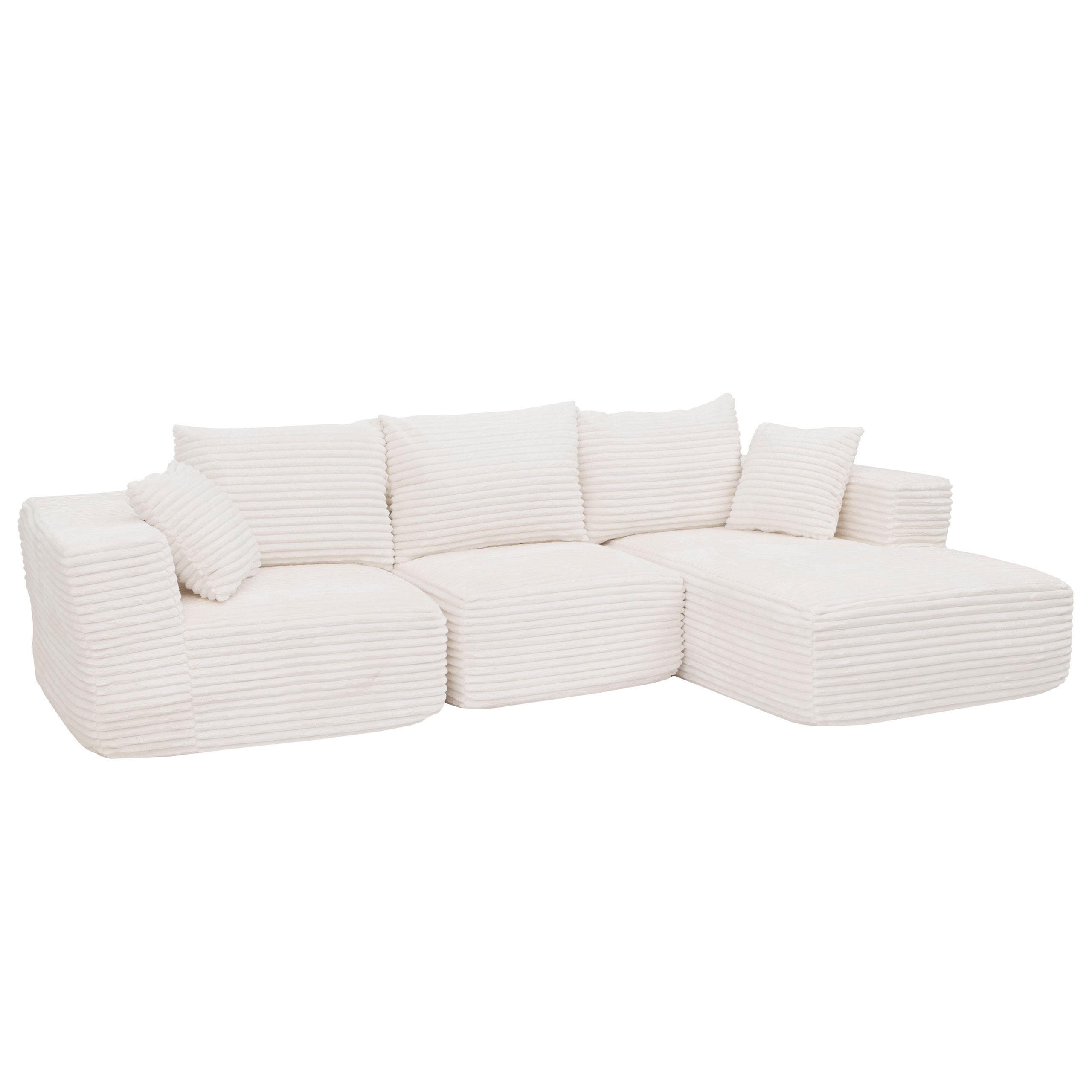 SOFA-GARNITUR Weiß - Weiß, Textil (276/58/154cm) - MCW