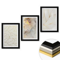 WANDBILDER 3er-Set - 20x30 cm Schwarzer Rahmen - Blättermuster Marmor abstrakt - Schwarz, Kunststoff (20/30cm) - ArtPrintCave