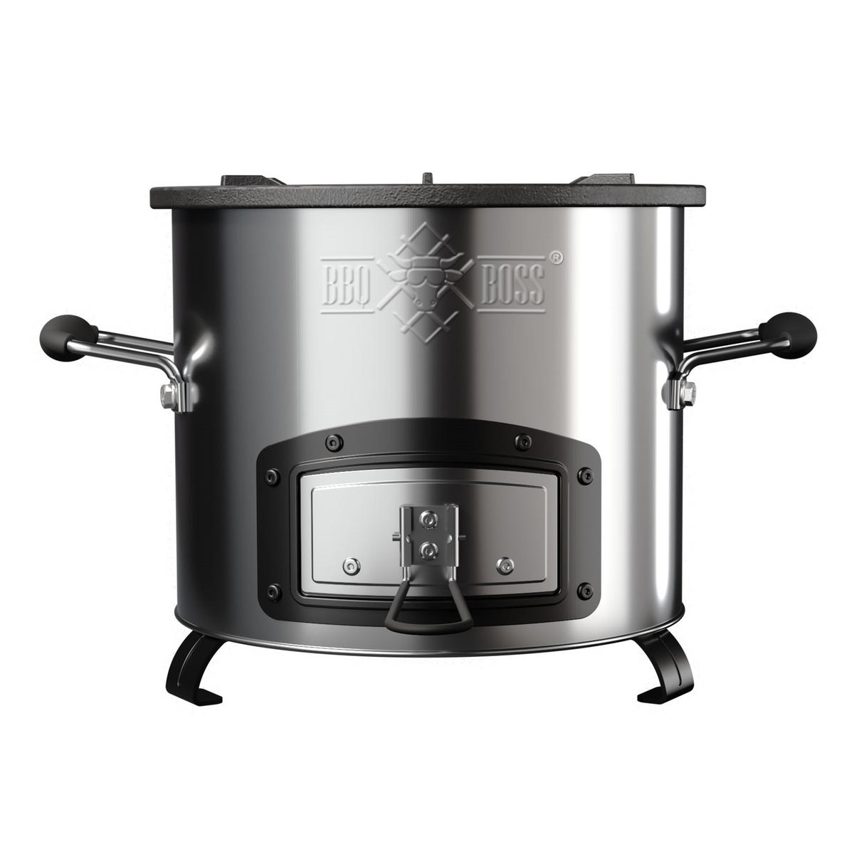 RAKETENOFEN mit Grillplatte Guss - Silberfarben, Metall (26/23/26cm) - BBQ Boss
