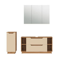 BADMÖBEL-SET Lotta Eiche/Kaschmir gestreift 3 Teile - Kaschmir/Eichefarben, Holzwerkstoff (119.2/62.5/35cm) - Vicco