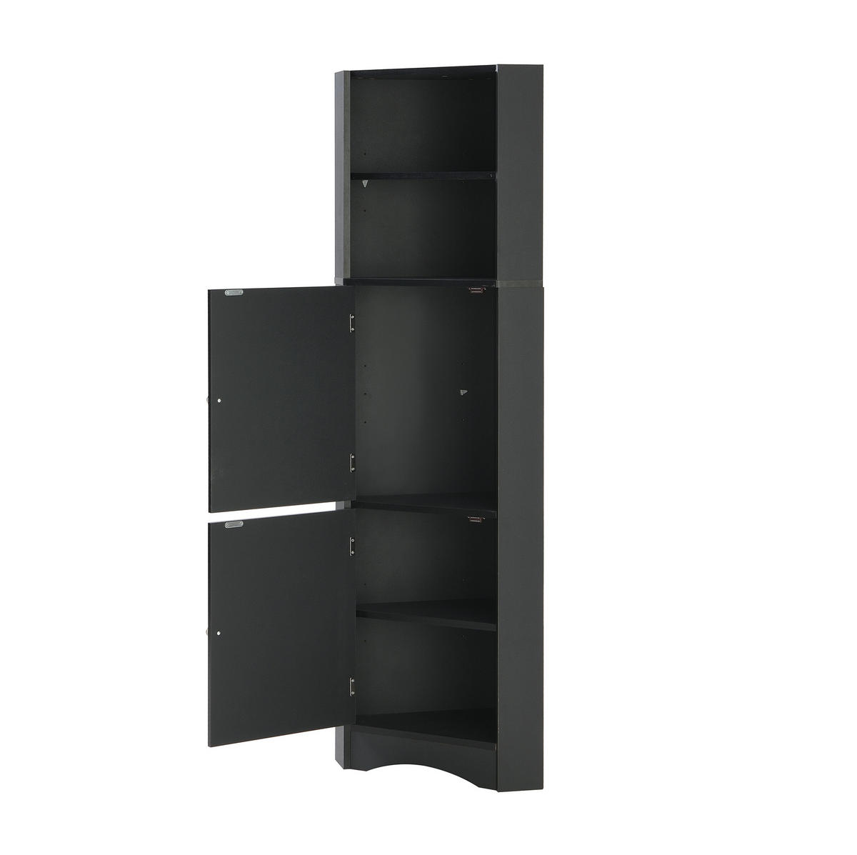 BADSCHRANK Eckschrank mit Ablagefächern 36,5 x 36,5 x 155 cm Schwarz - Schwarz, Holzwerkstoff (36.5/155/36.5cm) - Beauniv