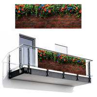 BALKON-SICHTSCHUTZ Blumen - Wand - Grün - Orange - Rotbraun, Kunststoff (300/110cm) - MuchoWow