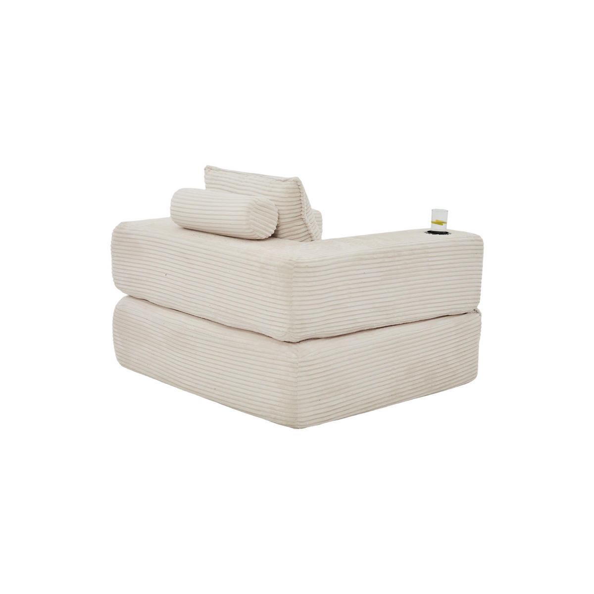 SCHLAFSOFA DE-33602 mit Federkern und Getränkehalter Beige - Beige, Textil (122/80/98cm) - ComfortXL