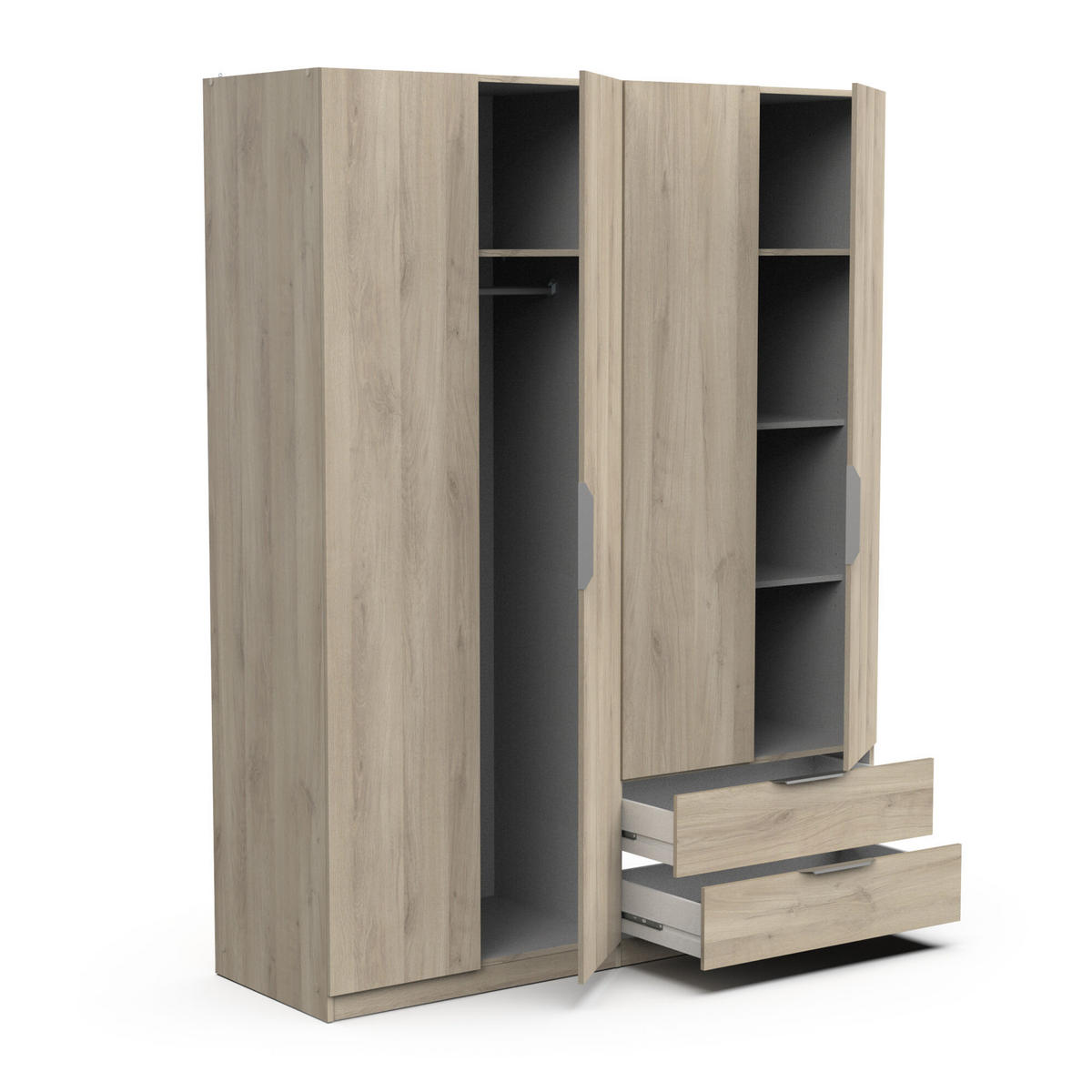 SCHRANK, 4 Türen - GHOST - Eiche - 157,3 x 51,1 x 203 cm - Beige, Holz (51.1/203/157.3cm) - Demeyere