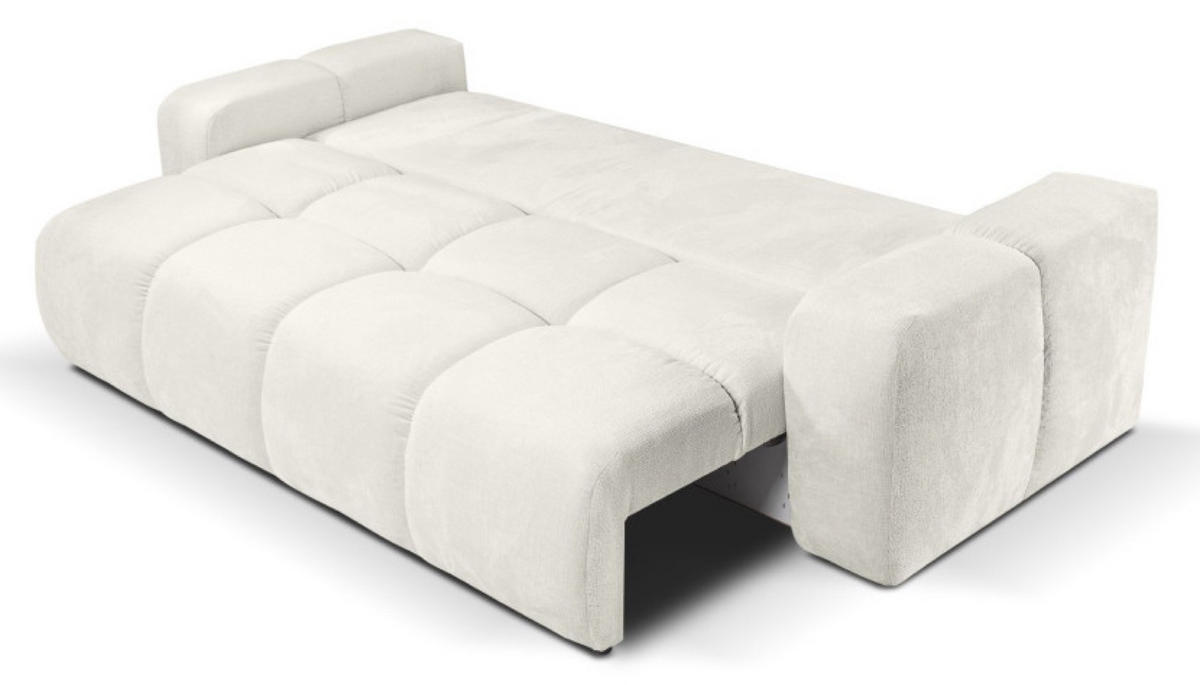 SOFA Creme SOHI Gepolstert Mit Schlaffunktion Und Bettkasten - Weiß, Textil (259/90/99cm) - Sepro Meble