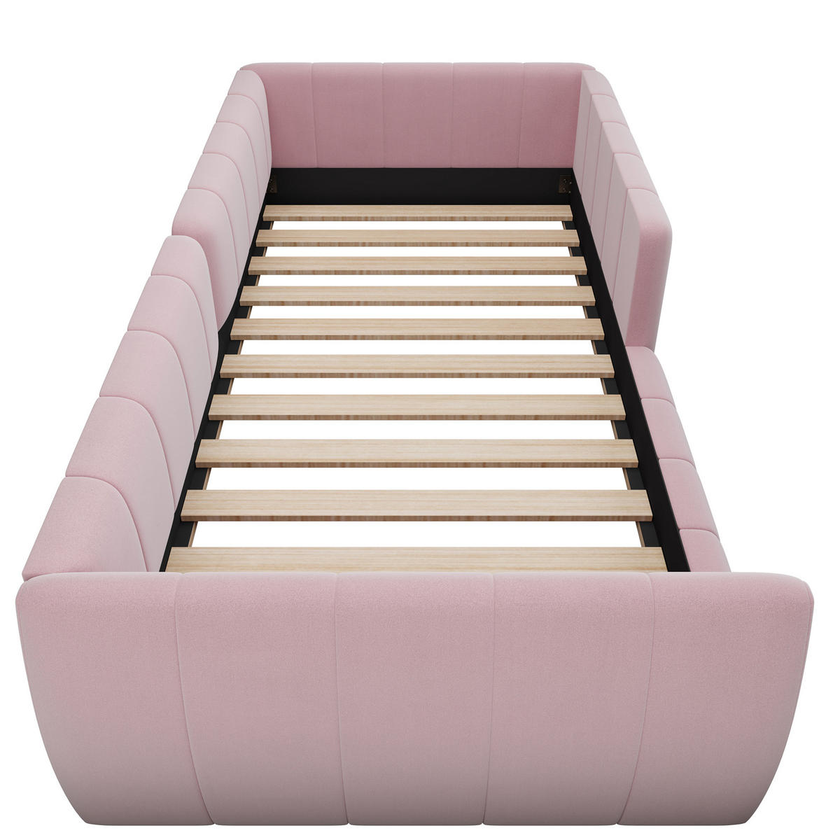 POLSTERBETT 90/200 cm in Pink Samt mit Sicherheitsgitter - Rosa, Holzwerkstoff/Textil (90/200cm) - WISHDOR