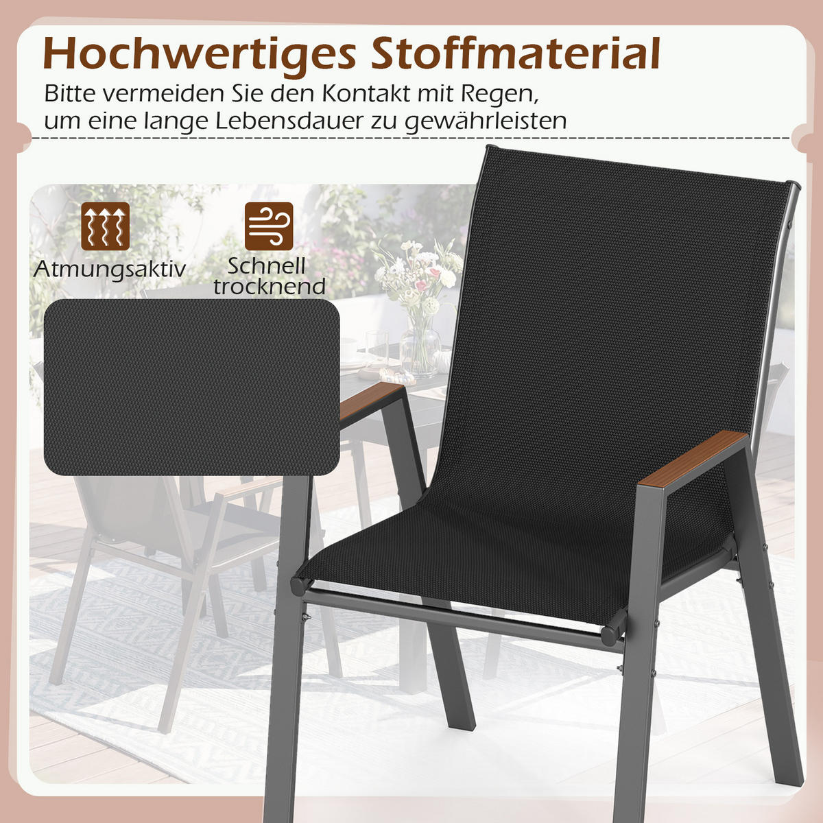 ZAHRADNÍ ŽIDLE skládací černá (sada 2 ks) - černá, kov (66/88/56cm) - COSTWAY