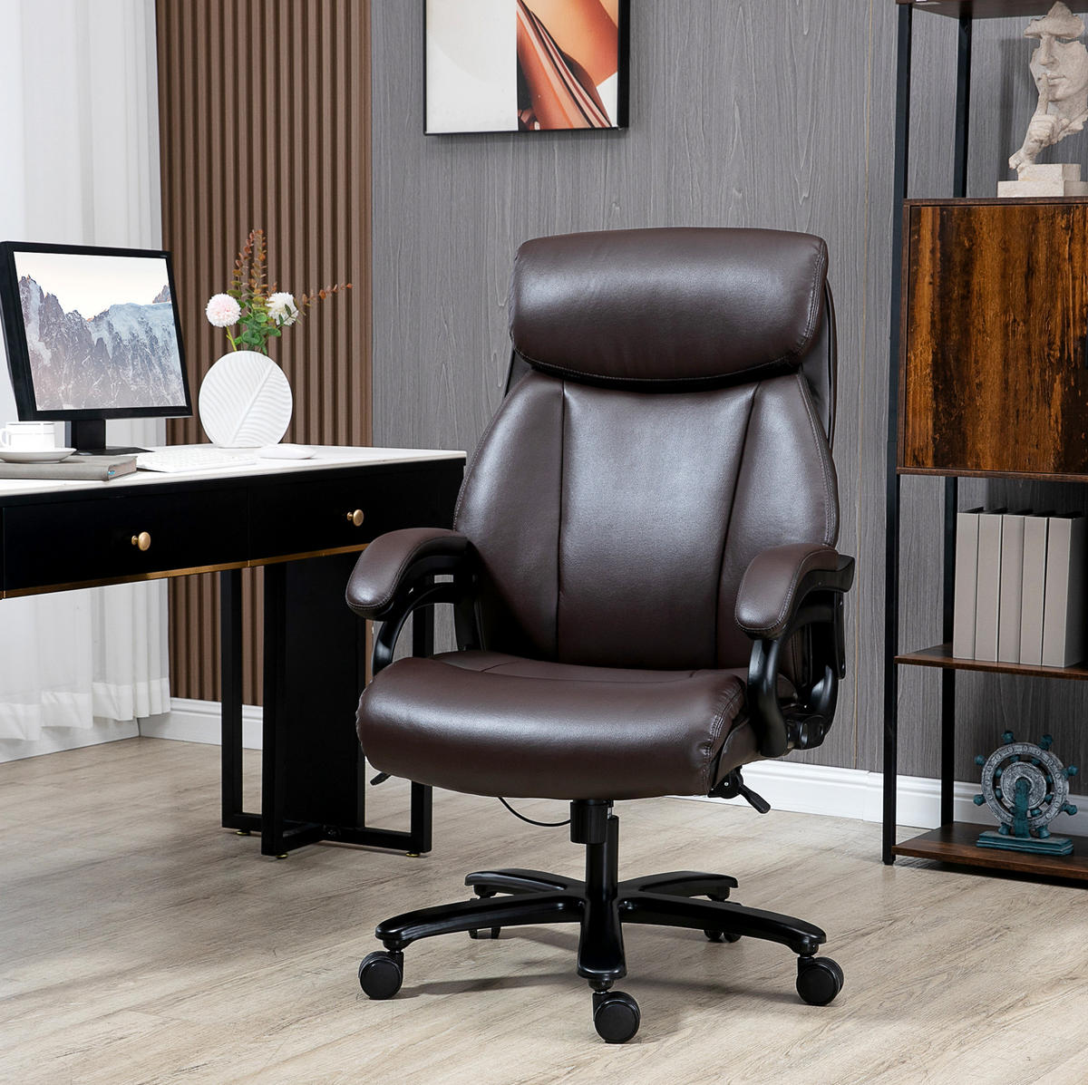 DREHSTUHL 83/72/114-122 cm braun mit Schaumstoffpolsterung höhenverstellbar - Braun, Kunststoff (83/122/72cm) - OKWISH