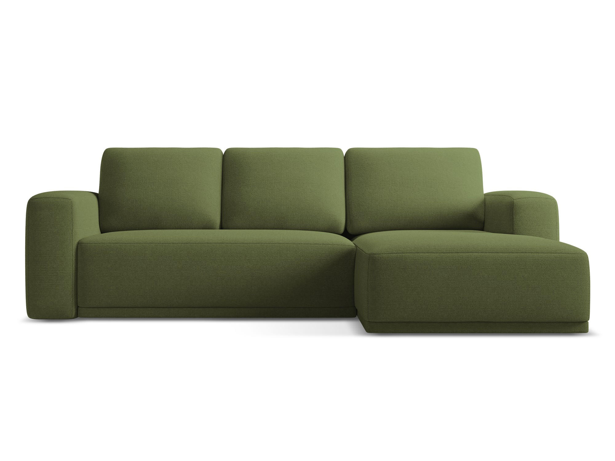 ECKSOFA mit Schlaffunktion Chenille Stoff Grün - Dunkelgrün/Schwarz, Kunststoff/Textil (258/160cm) - Makamii