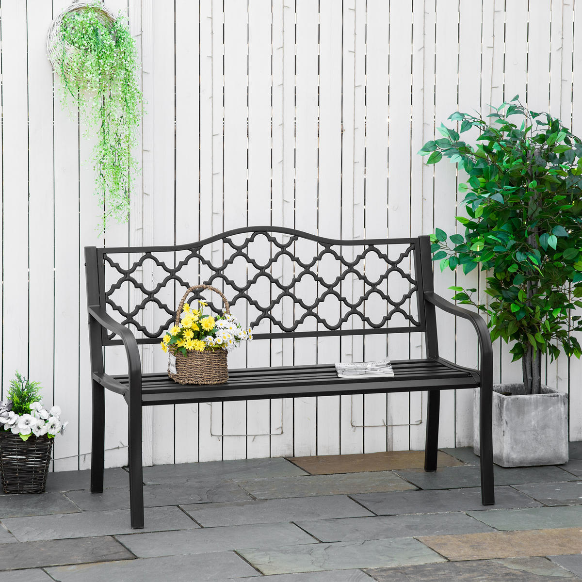 GARTENBANK DE-17752 3-Sitzer mit Gitter-Rückenlehne Braun - Braun, Metall (128/89/60cm) - ComfortXL