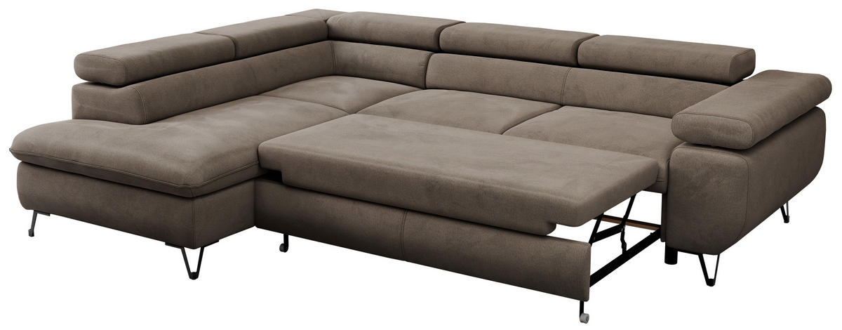 ECKSOFA PEDRO L Braun Velvet - Links Seite - Schwarz/Braun, Textil/Metall (208/273cm) - MKS