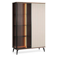 VITRINE mit Lamellen VIVIN - Nussbaumfarben, Holzwerkstoff (103/162/39cm) - Compleo24