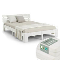 HOLZBETT Weiß 180/200 cm Doppelbett mit Matratze - Weiß, Holz (180/200cm) - Homestyle4u