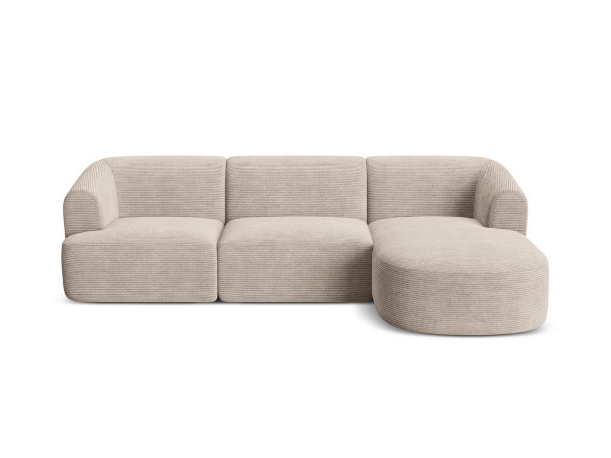 MODULARES-ECKSOFA rechts Campi aus Cord cappuccino 4 Sitzplätze - Cappuccino, Textil (156/256cm) - Cosmopolitan Design