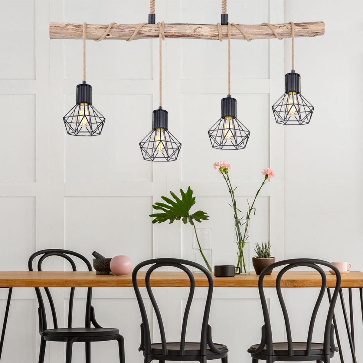 LED HÄNGELEUCHTE Holz Braun Höhenverstellbar - Braun, Holz (100/13.3/120cm) - Globo Lighting