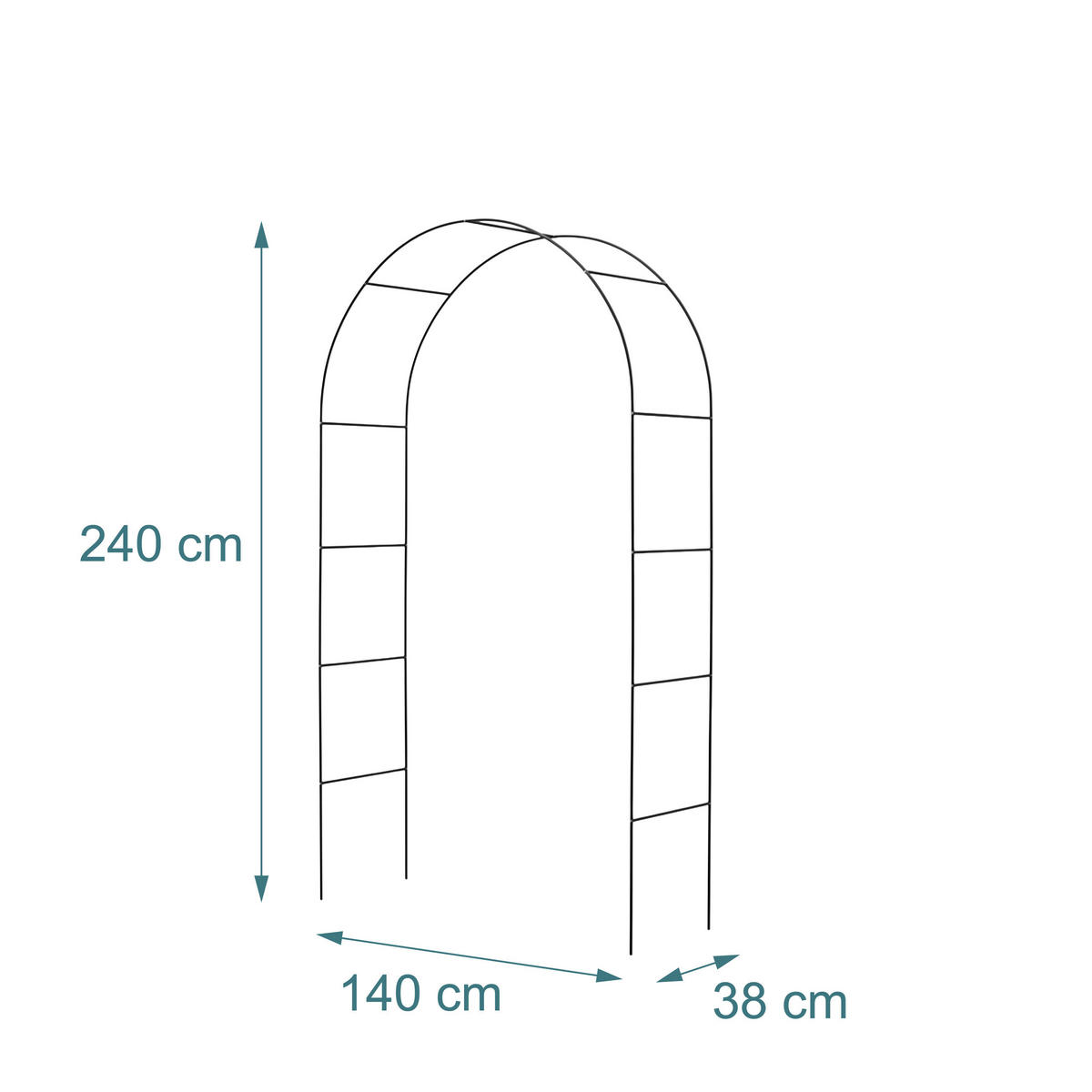 ROSENBOGEN - Schwarz, Metall (140/240/38cm) - Relaxdays