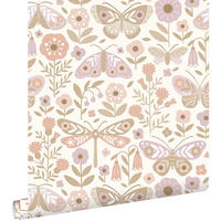 TAPETE Blumen & Schmetterlinge 50 x 900 cm - Beige, Papier (50/0.1cm) - ESTAhome