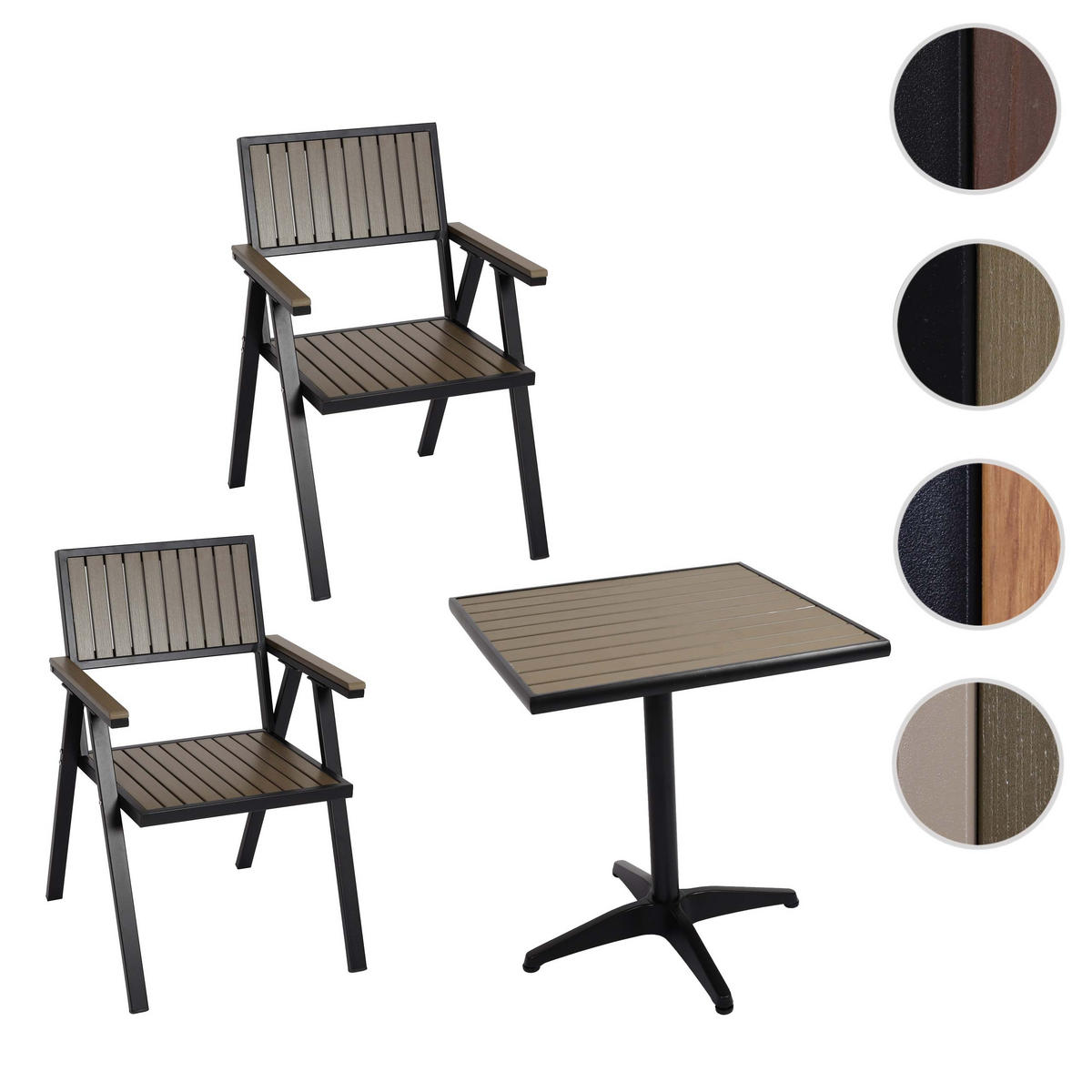 GARTENSTUHL+GARTENTISCH Schwarz, Grau - Schwarz/Grau, Kunststoff - MCW