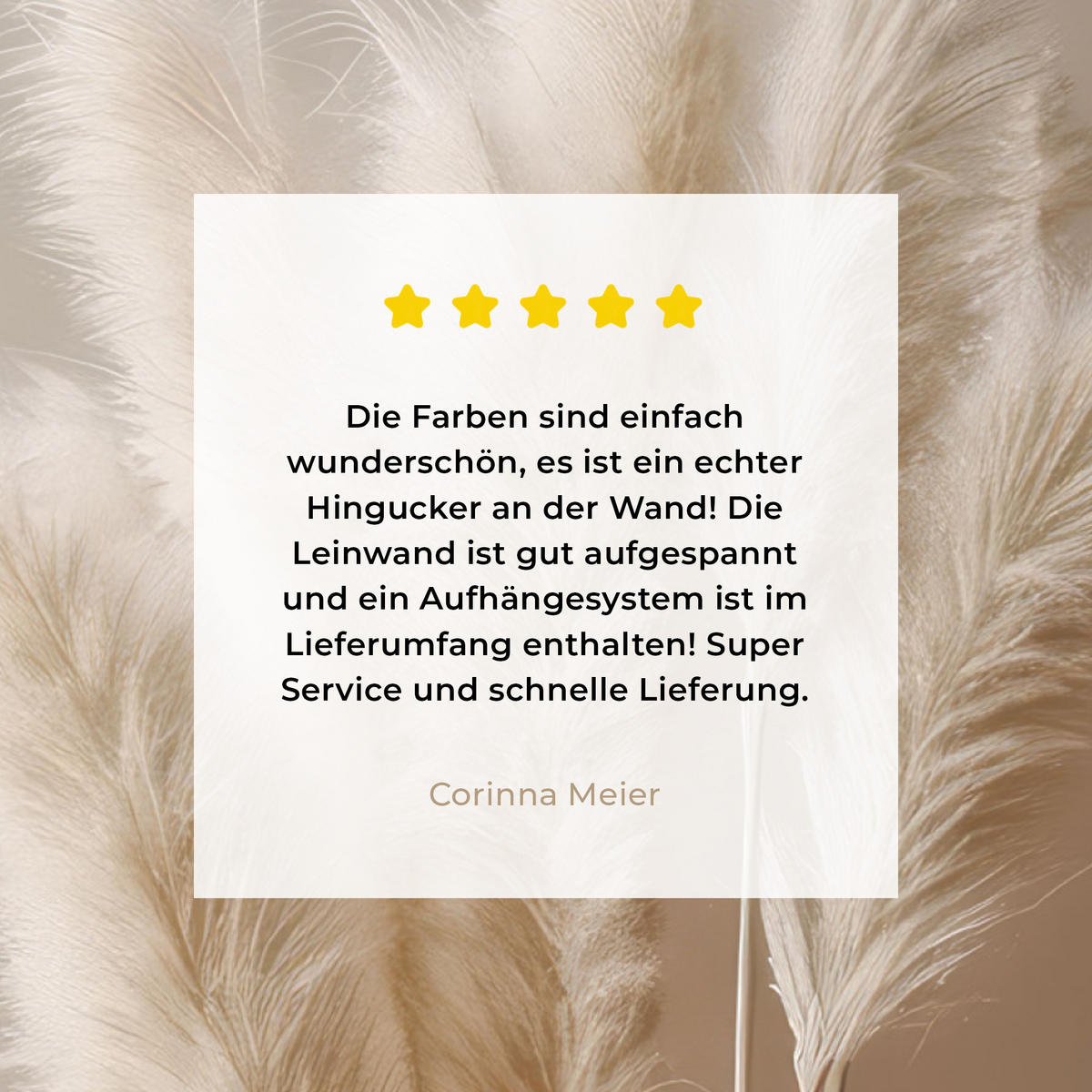 LEINWANDBILD Pampasgras - Federn - Pastell - Weiß 90x90 cm - Naturfarben, Textil (90/90cm) - MuchoWow