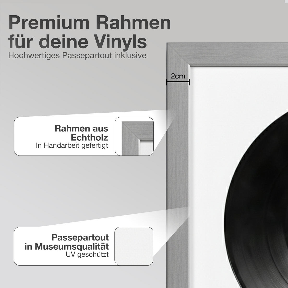 VINYL RAHMEN 40/40 für die Platte - Silberfarben, Holz (40/40cm) - K-Möbel