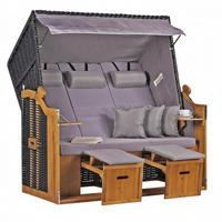 STRANDKORB XXL Ostsee 3Sitzer PE Schwarz - Graubraun/Braun, Metall (160/160/80cm) - Mr. Deko