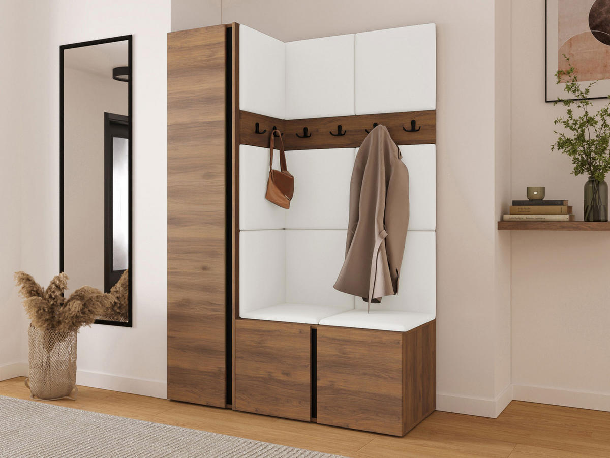MOBILIER PENTRU HOL Orion IX - alb/culoare lemn de nuc, material plastic/compozit lemnos (124/186/46cm) - MIRJAN24
