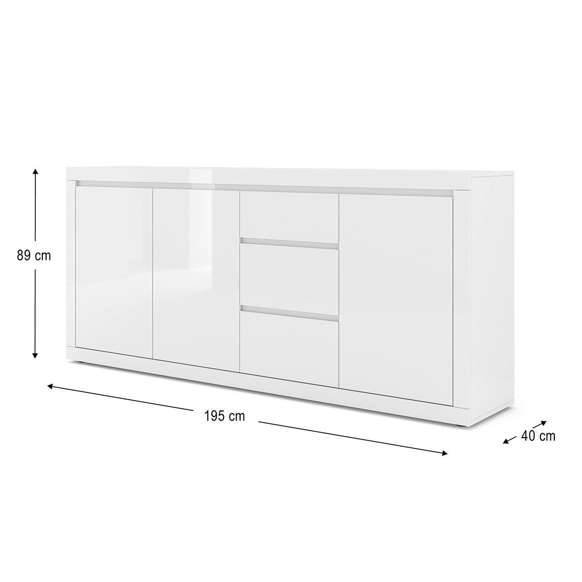 KOMODA Olia Bela - bela, leseni material (195/89/40cm) - Petits-meubles