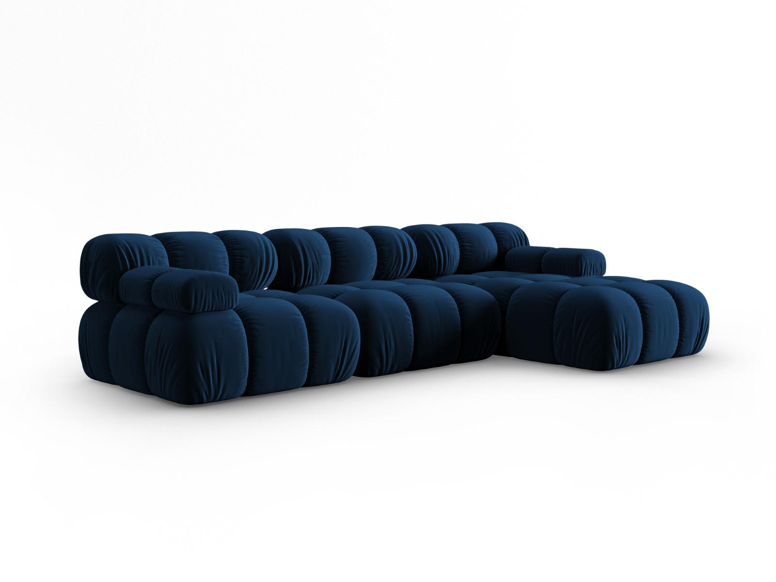 MODULARES-ECKSOFA rechts Bellis aus Samt königsblau 4 Sitzplätze - Blau, Textil (122/285cm) - Micadoni
