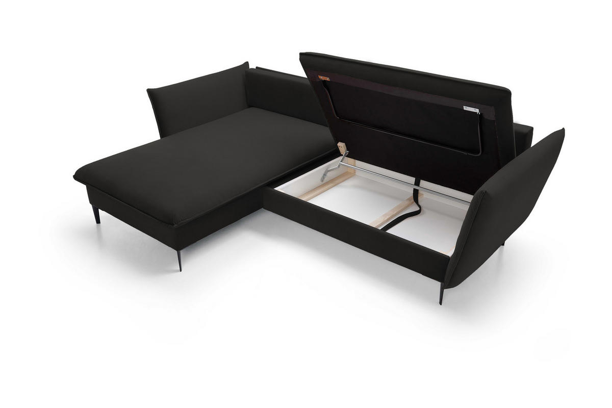 ECKSOFA GLOSS mit Schlaffunktion, Ottomane & goldenen Füßen – Samtsofa im GLOSSour-Stil mit Zierkissen, 258x167x91cm, Linke, BEIGE - Cappuccino, Holz/Textil (167/258cm) - DomoHome