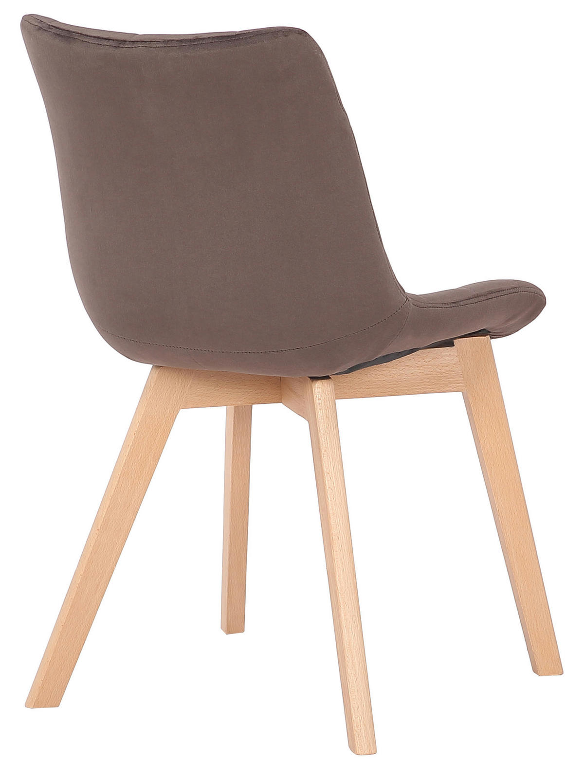 STUHL 2er Set Samt Braun - Eukalyptusholzfarben/Braun, Holz/Textil (46/82/61cm) - CLP